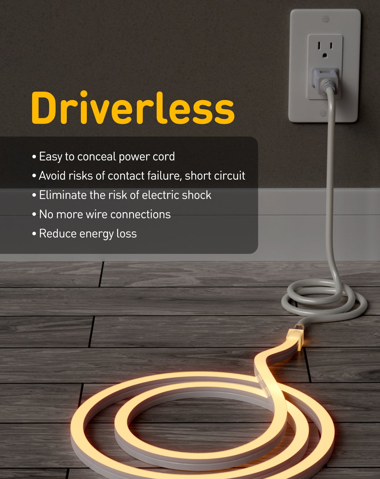 120V 3D Bend Neon Flex LED strip Top & Side Bend Flexible Neon 2800K Warm White - Shine Decor