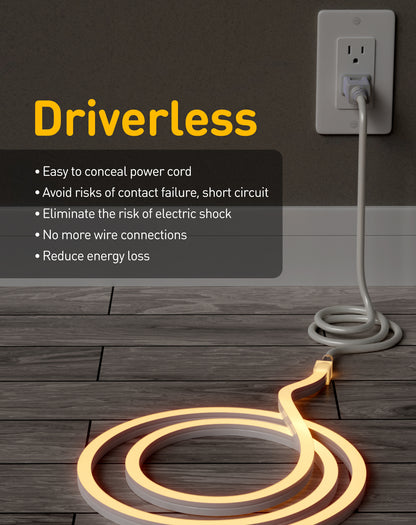 120V 3D Bend Neon Flex LED strip Top & Side Bend Flexible Neon 2800K Warm White - Shine Decor