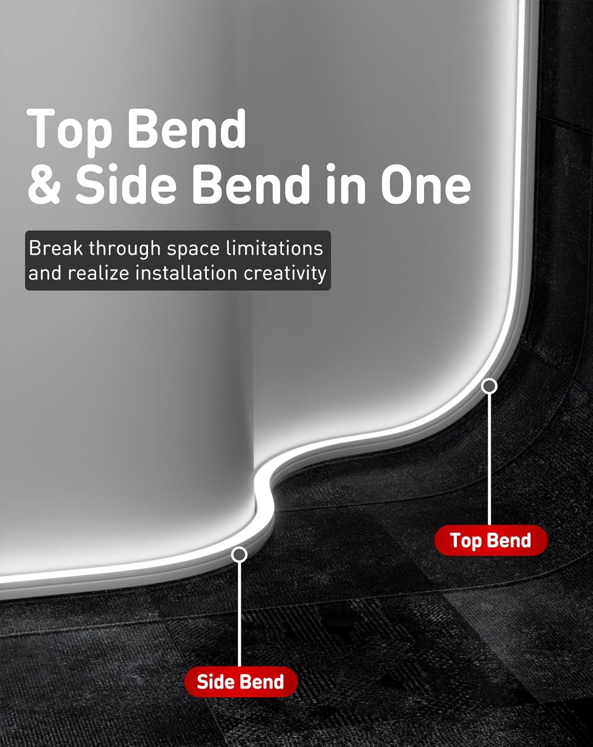 120V 3D Bend Neon Flex LED strip Top & Side Bend Flexible Neon 6000K Cool White - Shine Decor