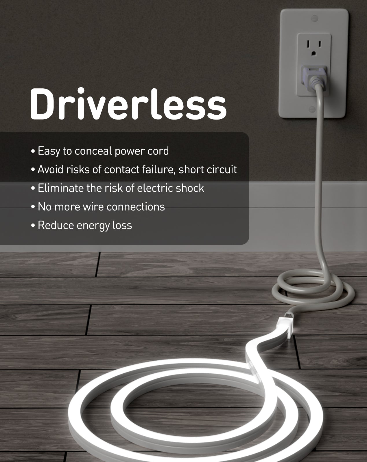 120V 3D Bend Neon Flex LED strip Top & Side Bend Flexible Neon 6000K Cool White - Shine Decor