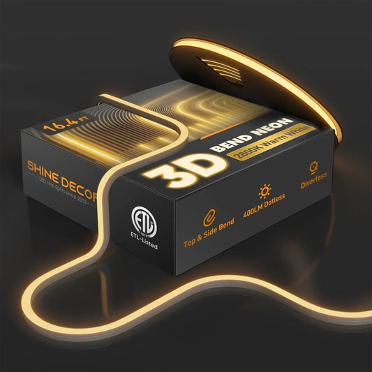 120V 3D Bend Neon Flex LED strip, Top & Side Bend Flexible Neon-2800K Warm White - Shine Decor
