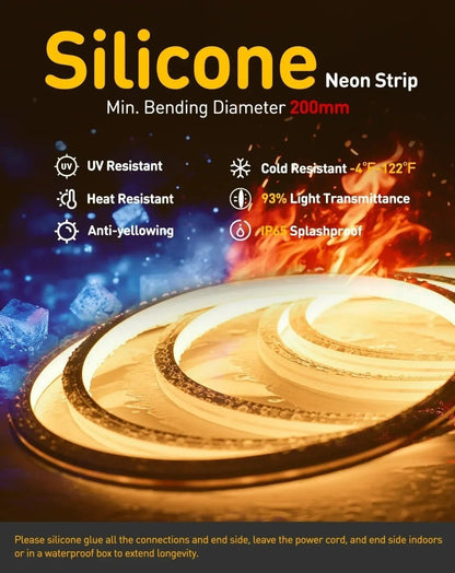 120V 3D Bend Neon Flex LED strip, Top & Side Bend Flexible Neon-2800K Warm White - Shine Decor