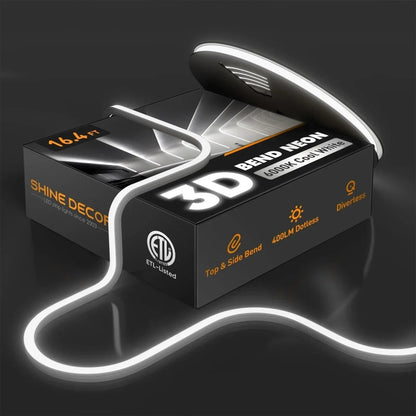 120V 3D Bend Neon Flex LED strip, Top & Side Bend Flexible Neon-6000K Cool White - Shine Decor