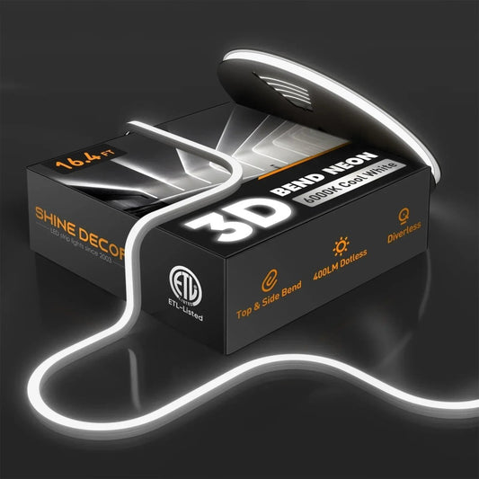 120V 3D Bend Neon Flex LED strip, Top & Side Bend Flexible Neon-6000K Cool White - Shine Decor