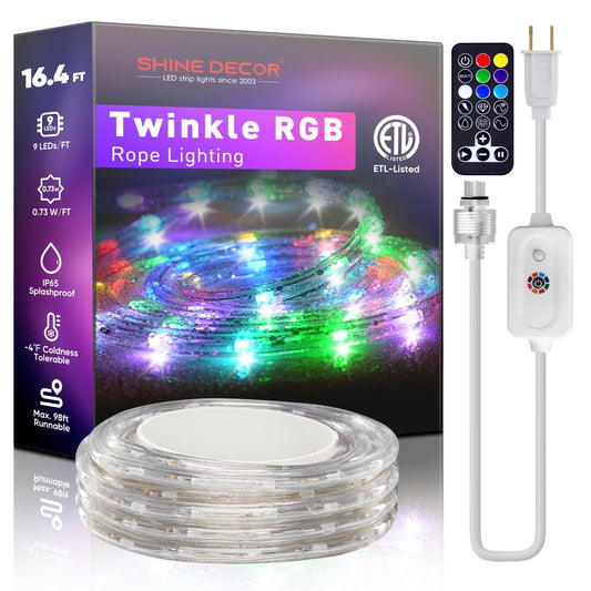 120V Color Changing Rope lights Twinkle RGB Rope Light - Shine Decor