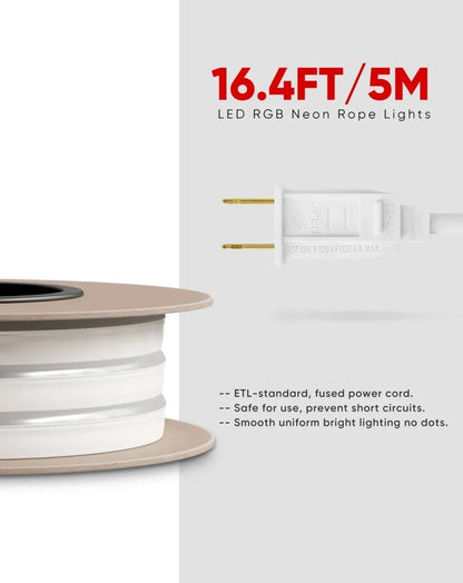 120V Eco RGB LED Neon Rope Light, IP65 Long Lasting Bright Remote Control - Shine Decor