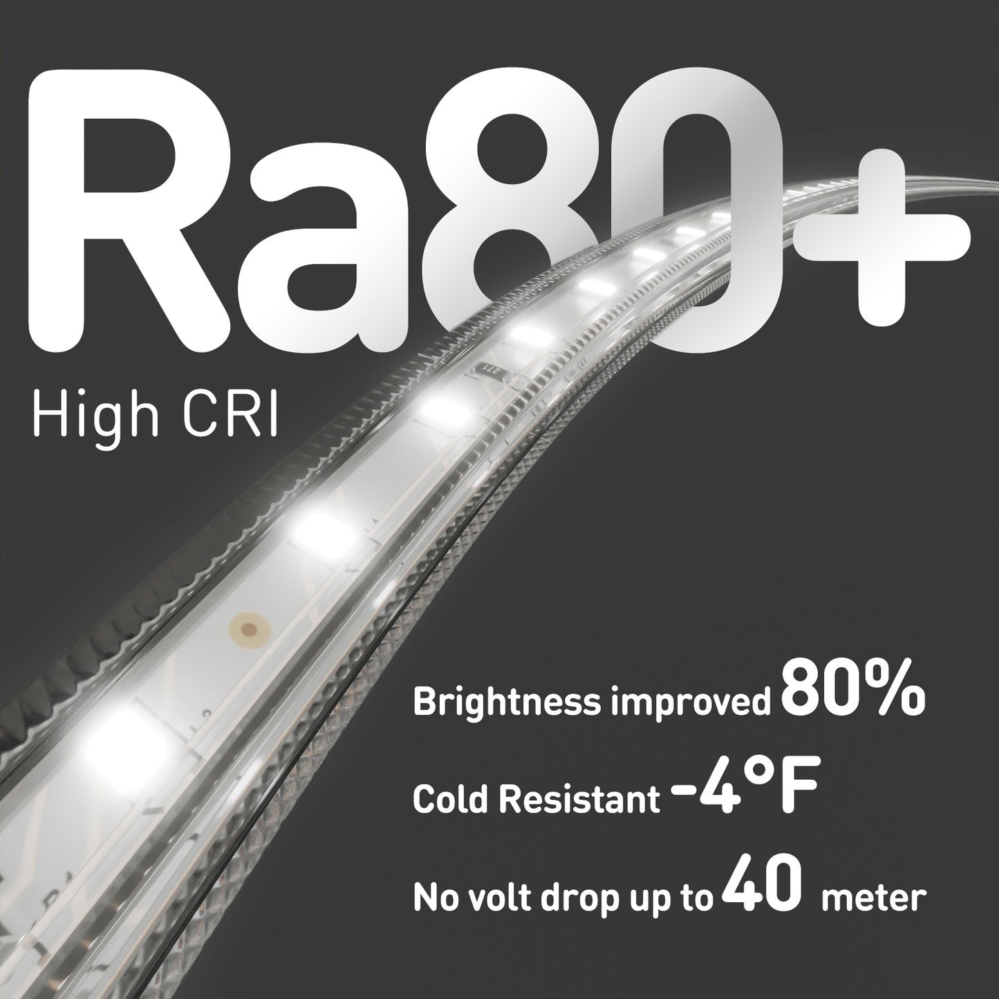 IP65 waterproof 120V LED strip light in 6000K cool white, installed under outdoor kitchen cabinets