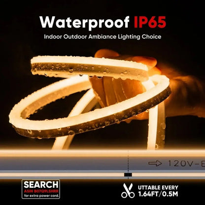 120V Neon Rope Light, 3000K Warm White Uniform Glow Neon 220Lumens/M - Shine Decor