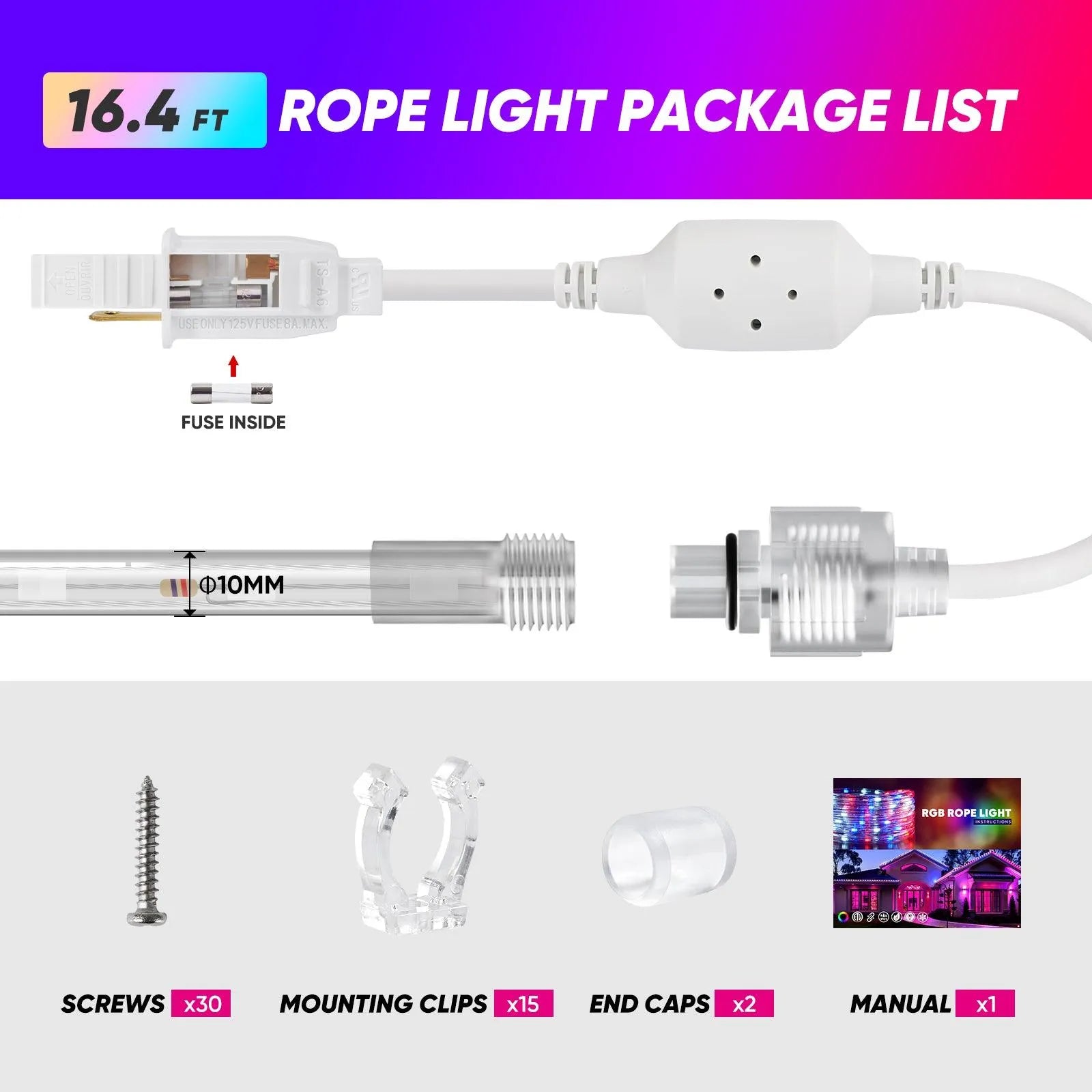 120V Twinkle RGB LED Rope Light Remote Control Dynamic Color Modes - Shine Decor