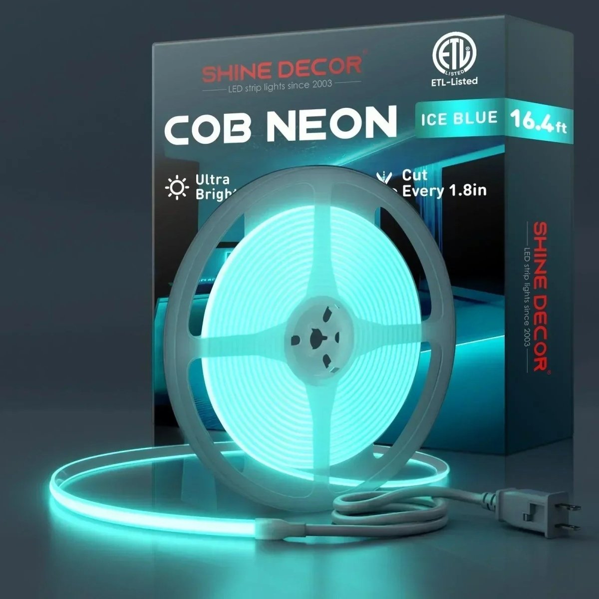 120V Ice Blue Rope Light Driver-Free 800Lm/M, 1.8inch Cut ETL Listed ...