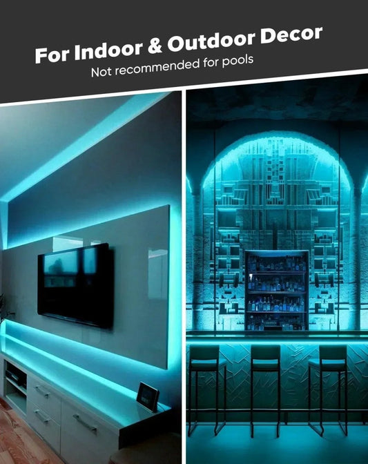 120V Ultra Bright COB LED Neon Rope Light Ice Blue 800Lumens/M - Shine Decor