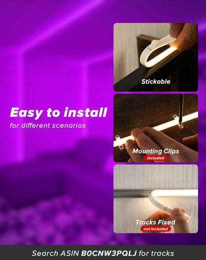 120V Ultra Bright COB LED Neon Rope Light Purple Color 800Lumens/M - Shine Decor