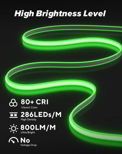 120V Ultra Bright, COB LED Neon Rope Light,Green Light 800Lumens/M - Shine Decor