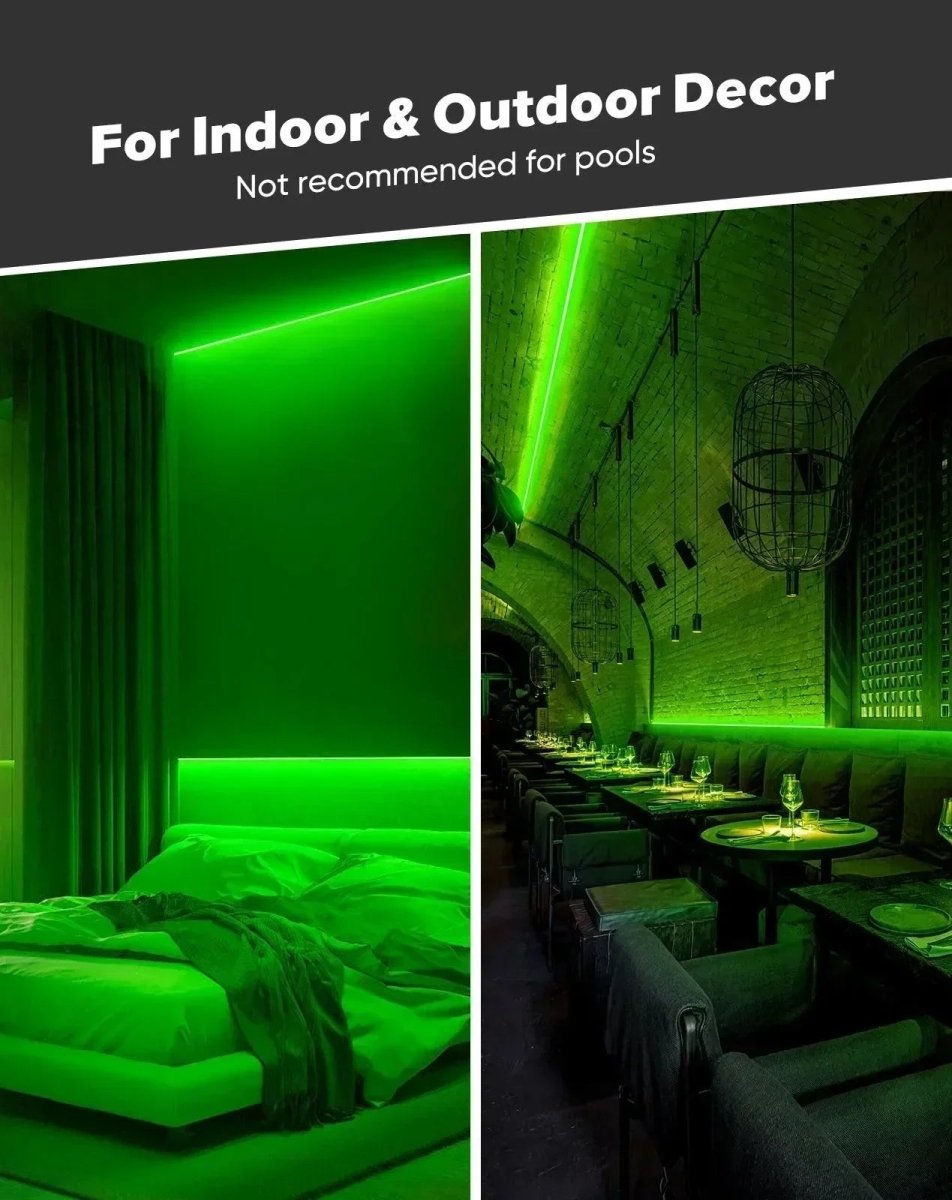 120V Ultra Bright, COB LED Neon Rope Light,Green Light 800Lumens/M - Shine Decor