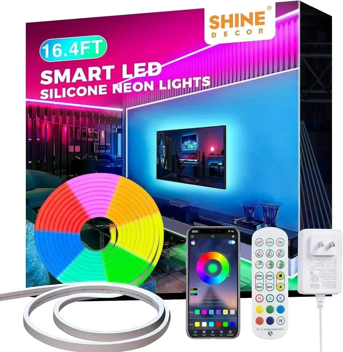 12V Smart RGB Neon Seil Licht 16.4FT Kein Spannungsabfall