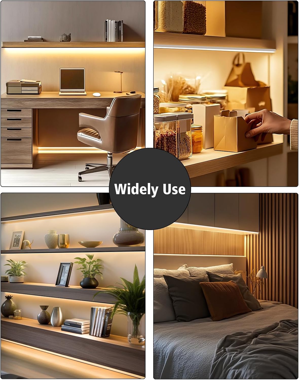 24V Anti-Glare Bright Cozy Under Cabinet LED Strip Free Cut 2700K Warm White