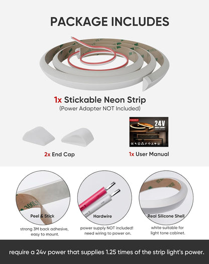 24V Anti-Glare Bright Cozy Under Cabinet LED Strip Free Cut 6000K Cool Whit
