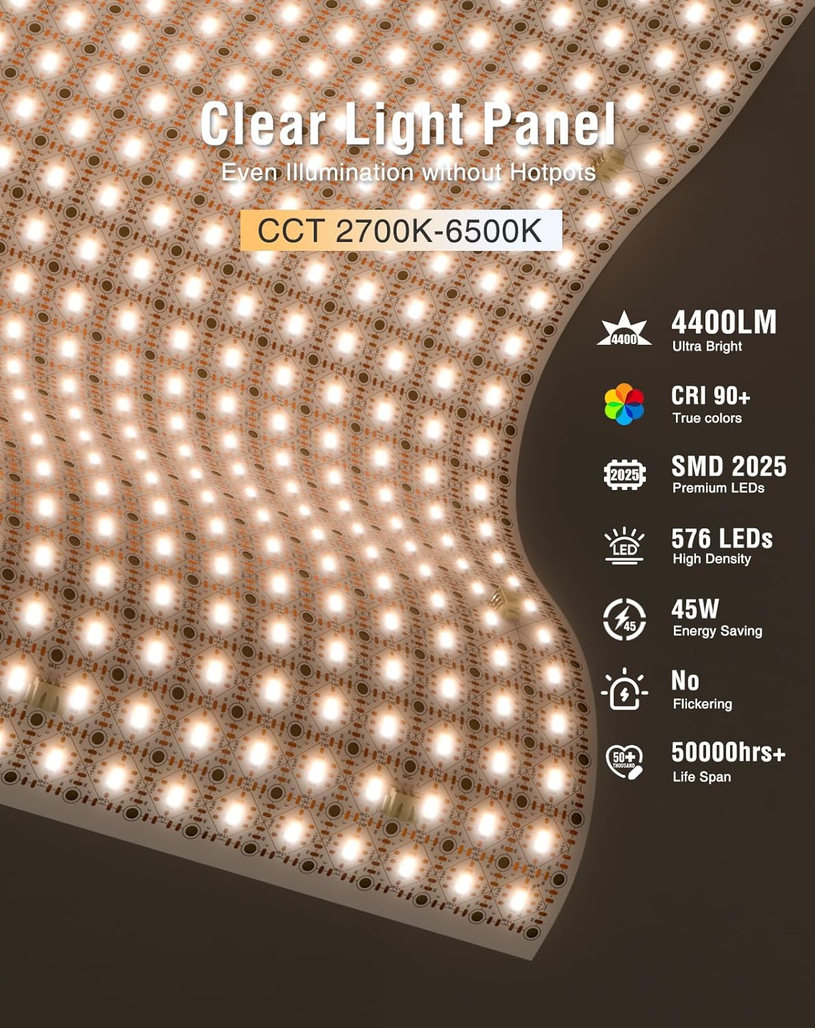 24V CCT Tunable LED Backlight Sheet - 576 LEDs, 4400LM, Cut Any Shape