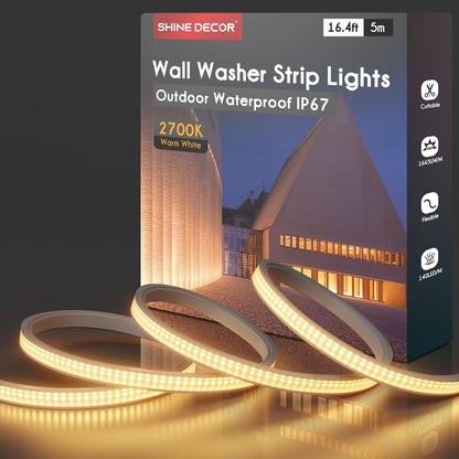 Shine Decor wall washer strip lights packaging with LED strip in front