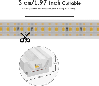 24V Flexible Wall Washer LED Strip - IP67 Waterproof Linear Grazer Light White