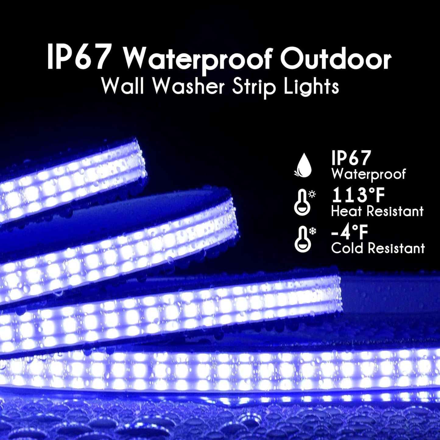 IP67 waterproof outdoor wall washer strip lights with temperature resistance indicators 