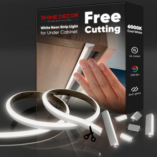 24V Glare-free Bright Cozy Under Cabinet LED Strip Free Cut 6000K Cool White
