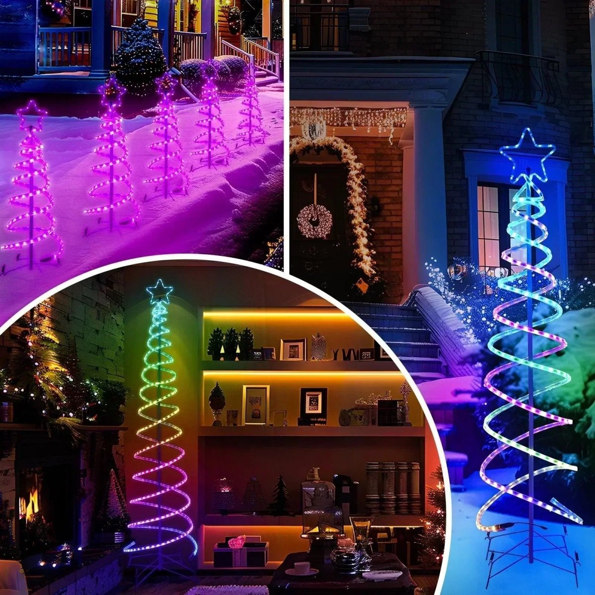 24V Dual Spiral Tree, Christmas Tree Light Sturdy RGB Chasing Tree Light - Shine Decor
