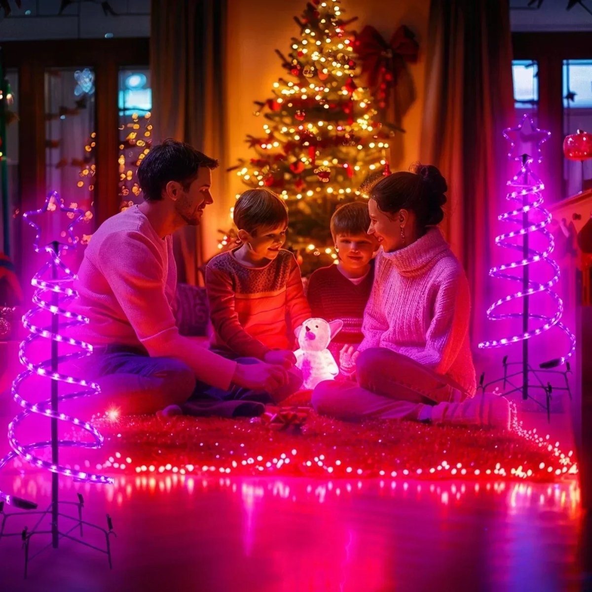24V Dual Spiral Tree, Christmas Tree Light Sturdy RGB Chasing Tree Light - Shine Decor