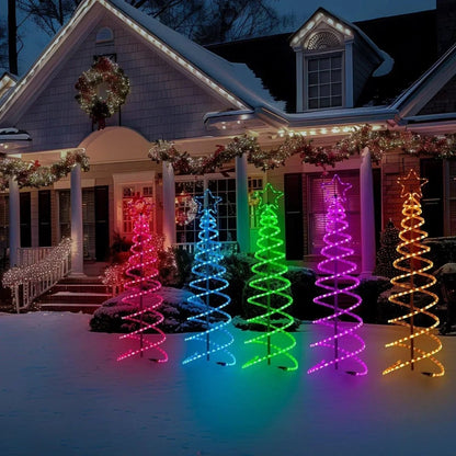 24V Dual Spiral Tree, Christmas Tree Light Sturdy RGB Chasing Tree Light - Shine Decor