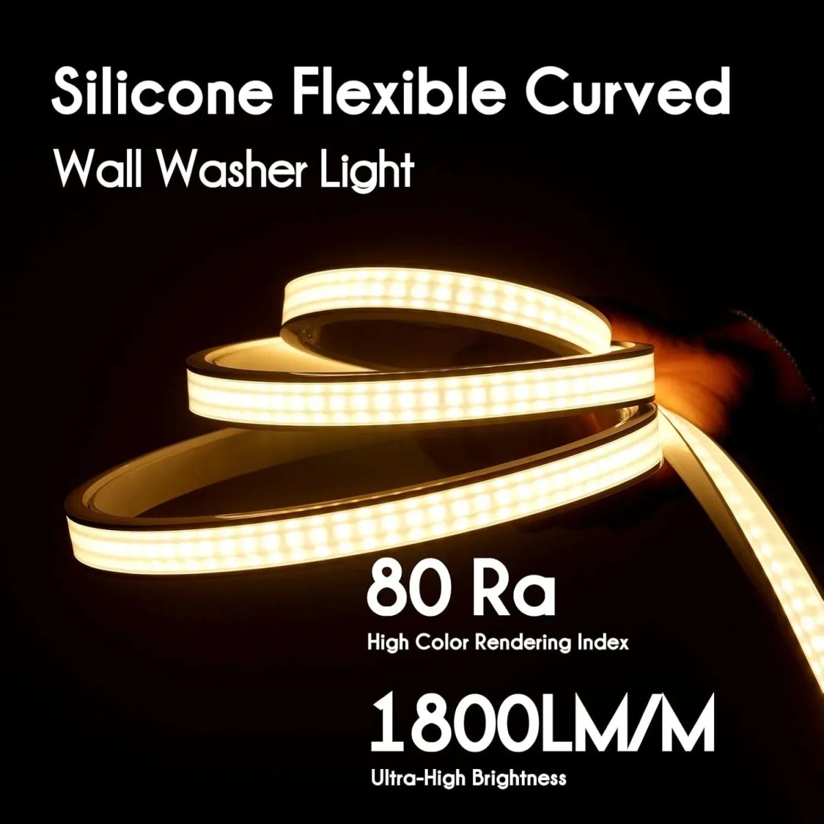 24V Flexible Wall Washer LED Strip -UL Listed IP67 Waterproof Linear Grazer Light White - Shine Decor