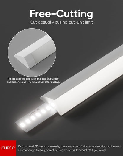 24V Glare-free Bright Cozy Under Cabinet LED Strip Free Cut 6000K Cool White - Shine Decor