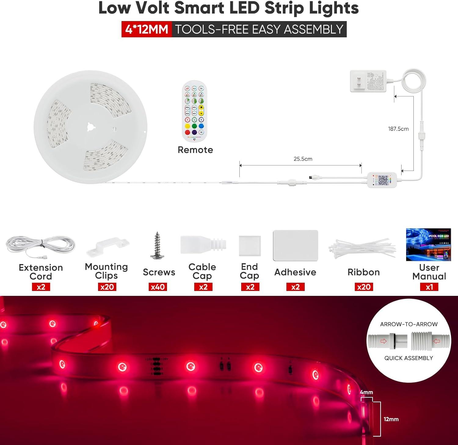 24V IP68 LED Strip Pool Lighting Smart RGB Solid Silicone - Shine Decor