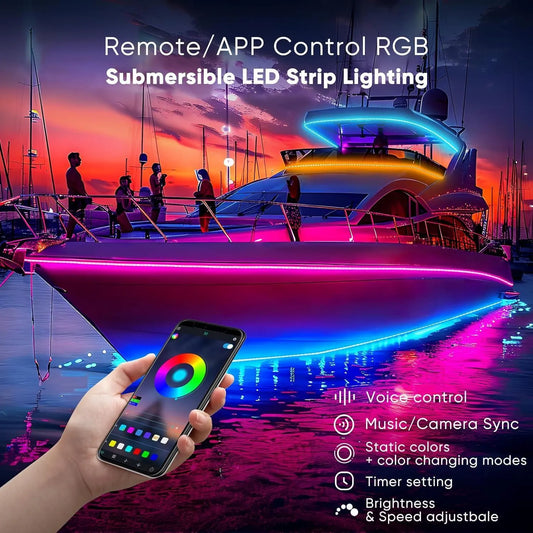 24V IP68 LED Strip Pool Strip Light Smart RGB Submersible Led Light Strips - Shine Decor