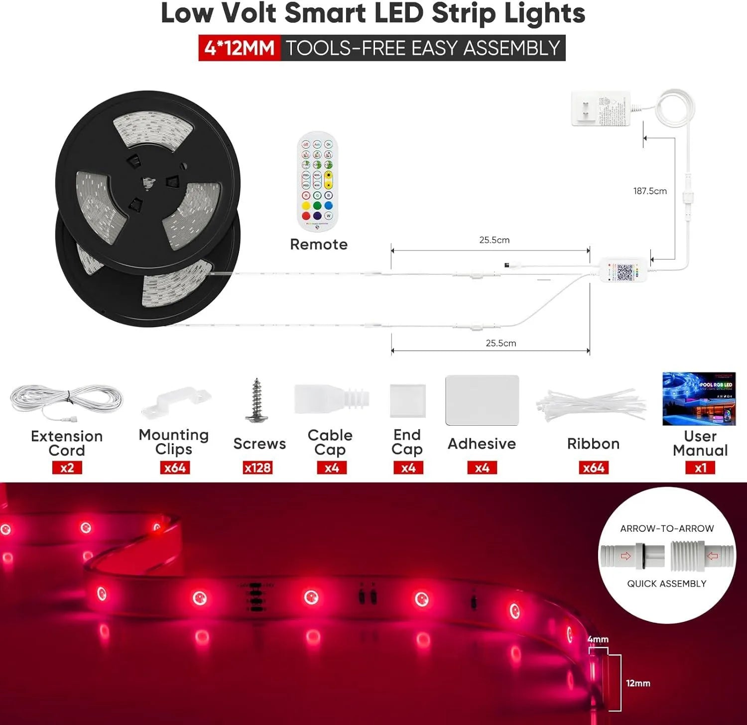 24V IP68 LED Strip Pool Strip Light Smart RGB Submersible Led Light Strips - Shine Decor