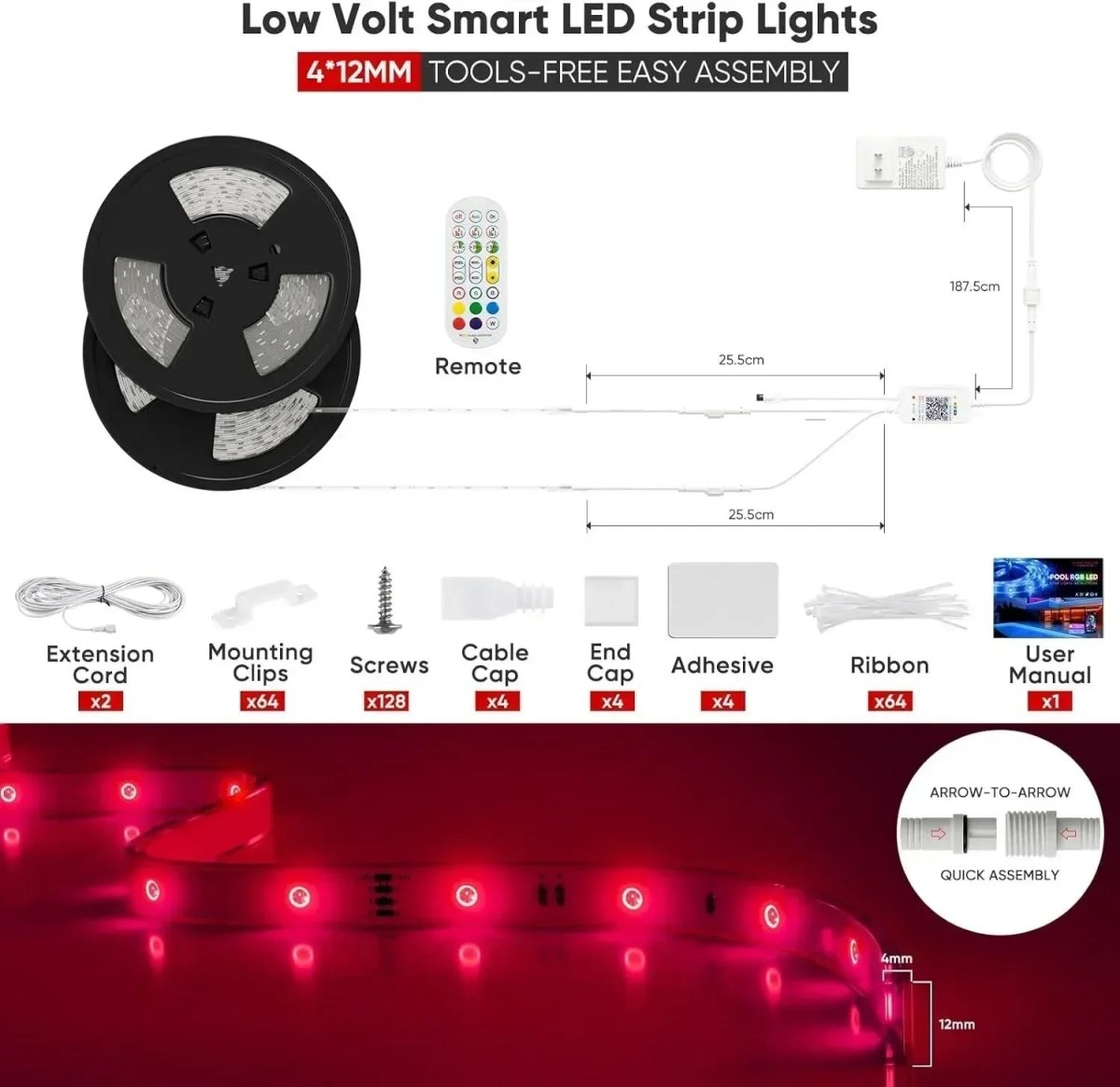 24V IP68 LED Strip Pool Strip Light Smart RGB Submersible Led Light Strips - Shine Decor