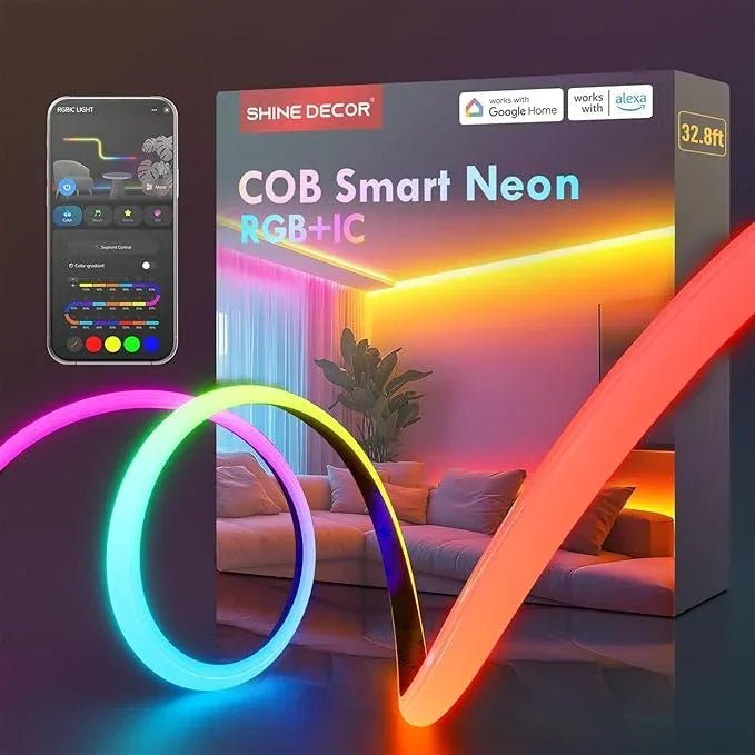 24V Smart RGBIC Neon Rope Light, 20 Segment Colors, Voice Control with Alexa/Google Assistant - Shine Decor