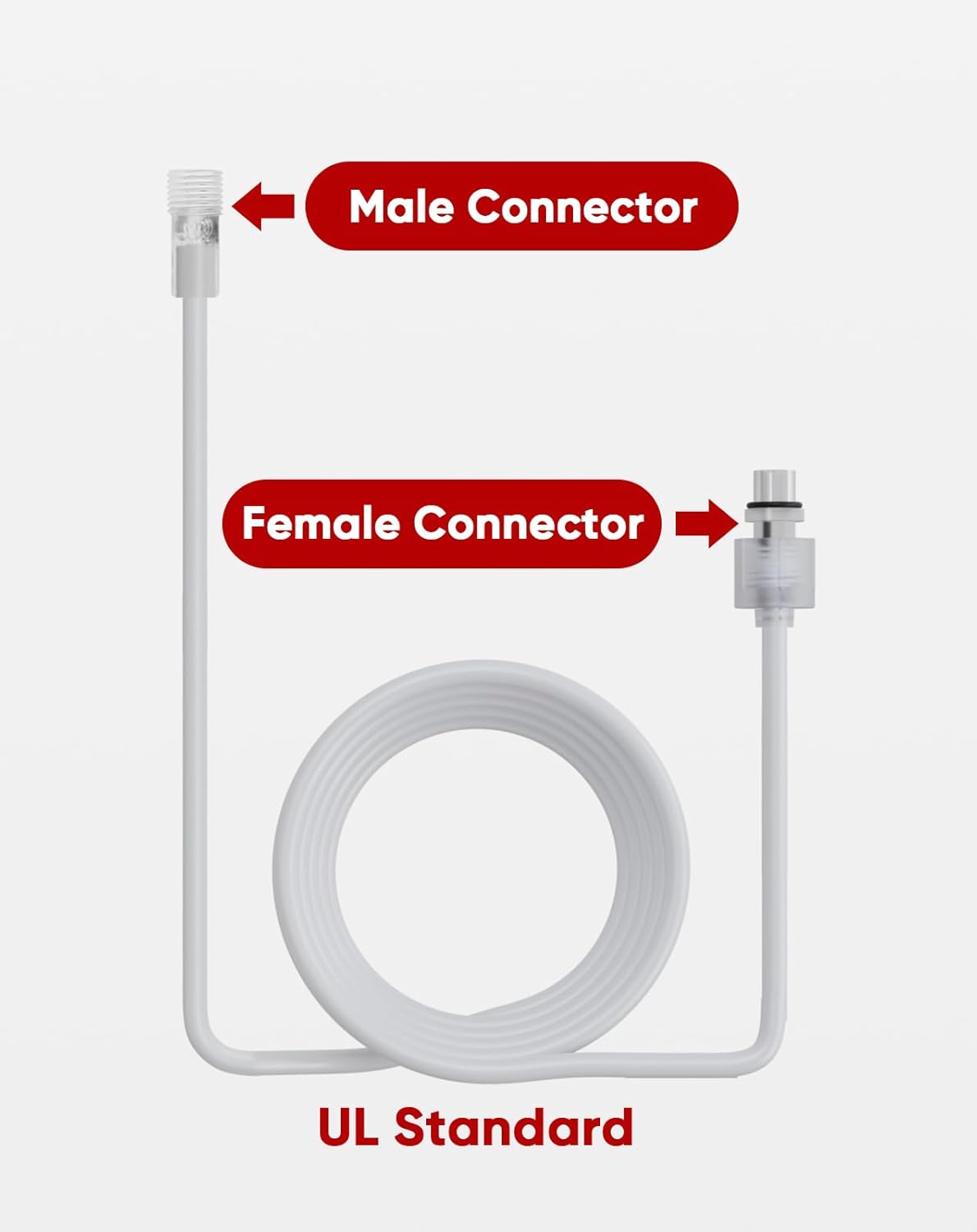 10FT Extended Middle Wire for Male-to-Female Single LED Neon Rope Lights and RGB neon