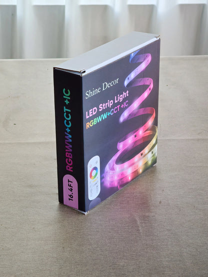 Shine Decor LED Strip Light RGBWW +CCT +IC, Multi Functions Warm/Cool White Tunable Bright Dimmable Color Chasing