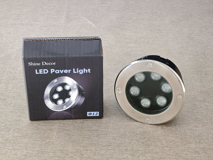 Shine Decor LED In-Ground Paver Light, 6W Warm White IP65 Waterproof, for Lawn, Decks, Driveways, Walkways, Patios, Steps and Paver Surfaces, Stainless Steel Finish