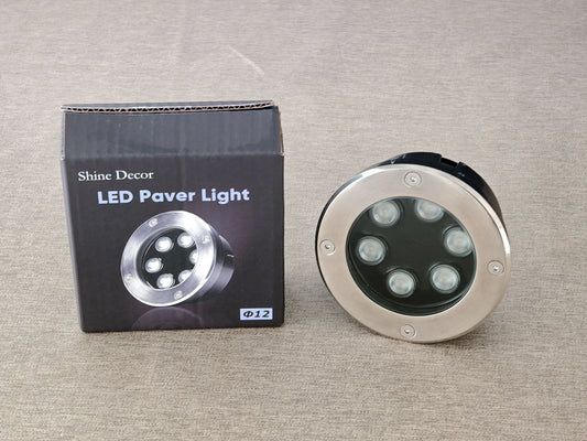 Shine Decor LED In-Ground Paver Light, 6W Warm White IP65 Waterproof, for Lawn, Decks, Driveways, Walkways, Patios, Steps and Paver Surfaces, Stainless Steel Finish
