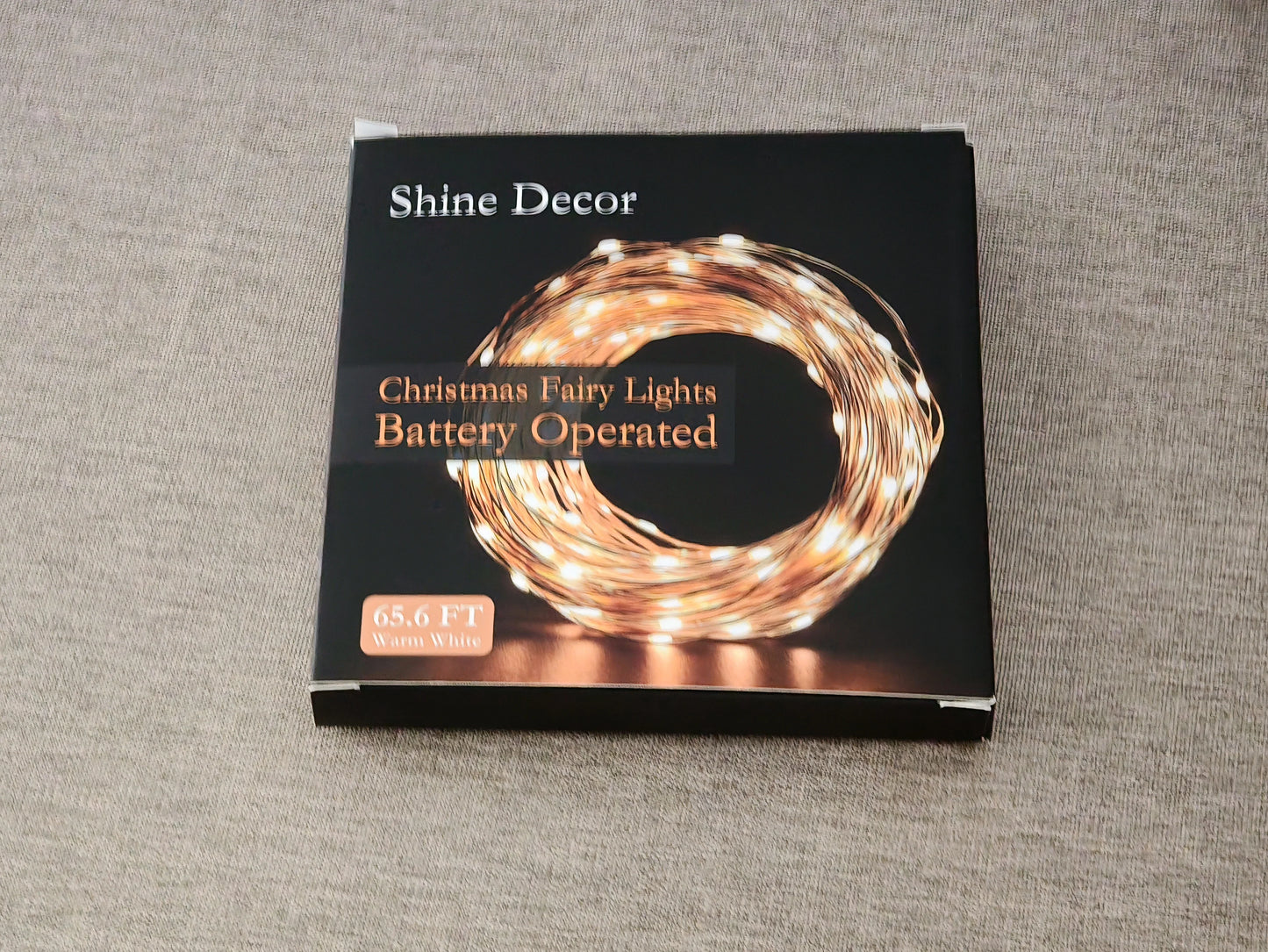 Shine Decor 200 LED 65.6FT Christmas Fairy Lights Battery Operated, IP65 Waterproof Warm White Flexible Silver Wire DIY Decorative String Lights for Christmas Tree Wedding Party Home Garden