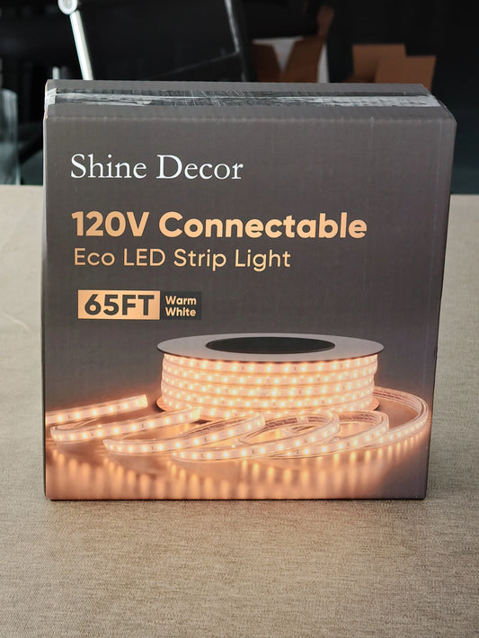 Shine Decor LED Strip Light Easy Connectable, 2800K Warm White Cold Resist Weatherproof Plug-in for Indoor Outdoor, 101 LM/FT Dimmable Bright Eco Rope Lighting 16.4FT, 120V Whole Set ETL Listed