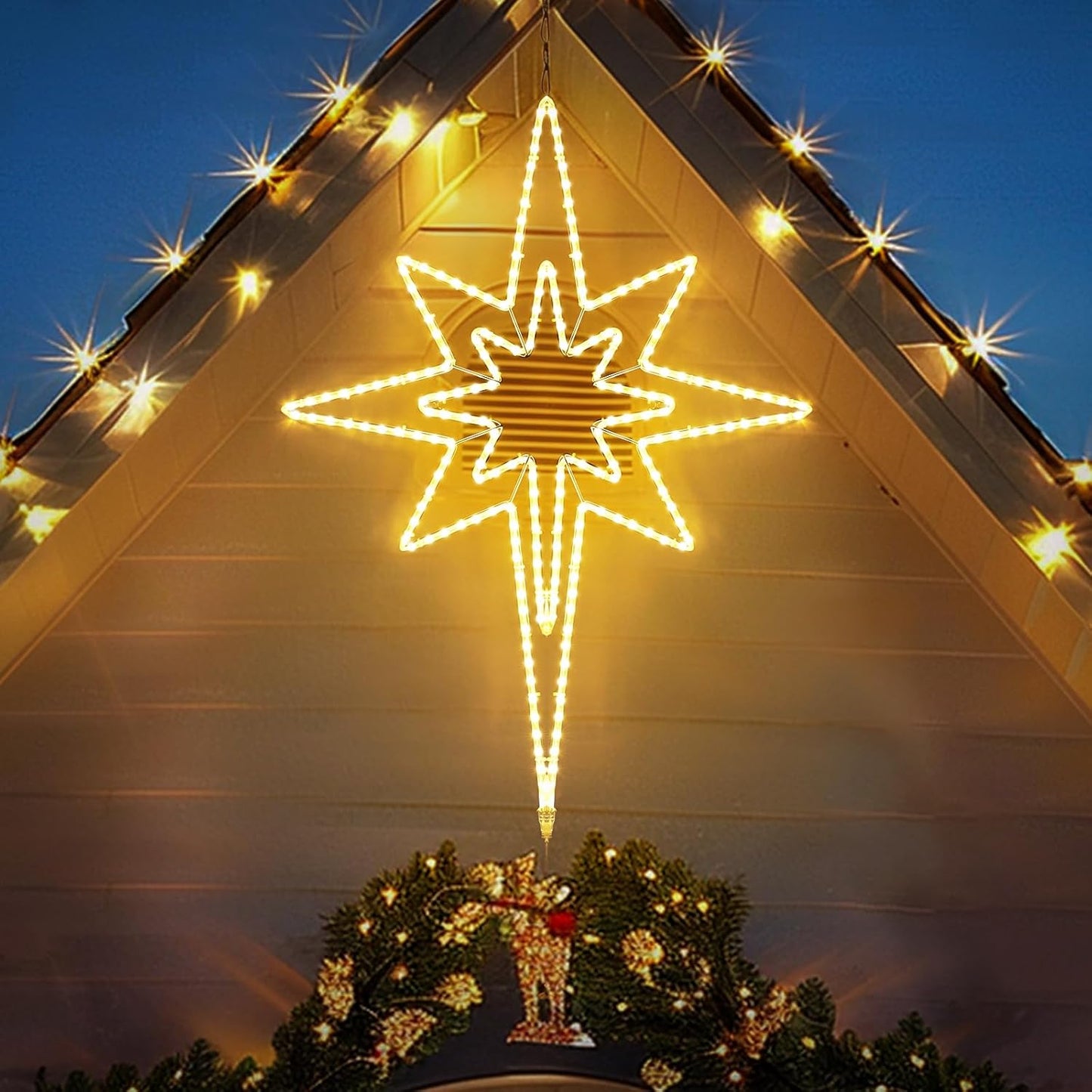 LED Bethlehem Star Light Warm White Plug In Motif Christmas Light