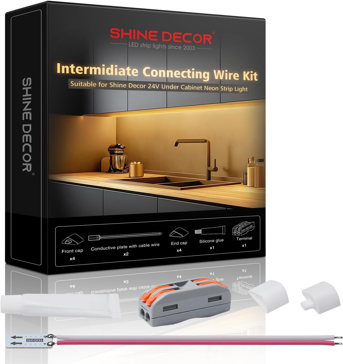 24V Under Cabinet Led Strip Connector Wire Kit