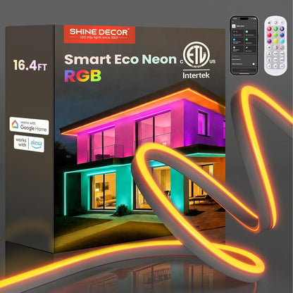 120V Smart RGB LED Neon Rope Light, IP65, Work with Alexa, Google Assistant