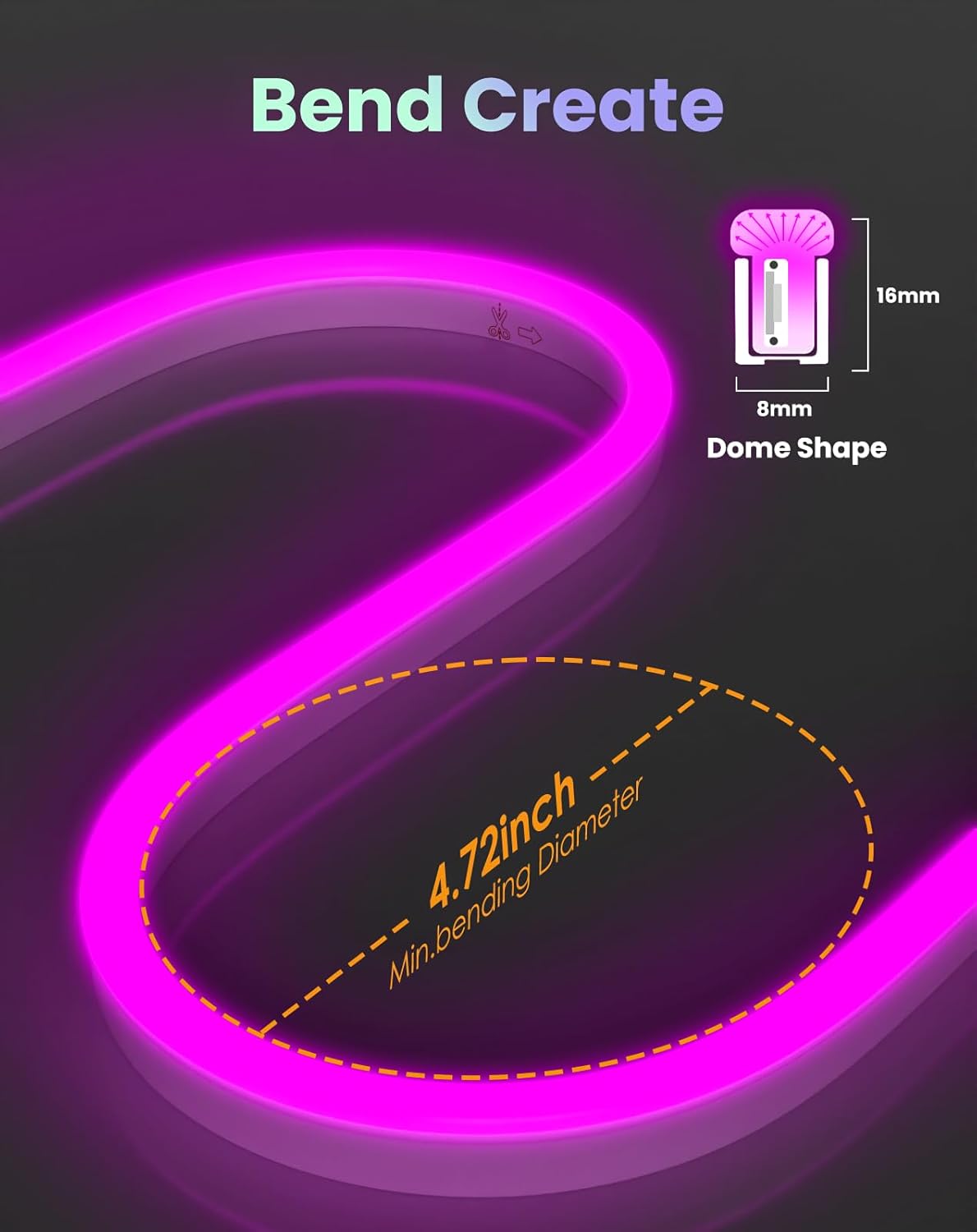 120V Smart RGB LED Neon Rope Light, IP65, Work with Alexa, Google Assistant