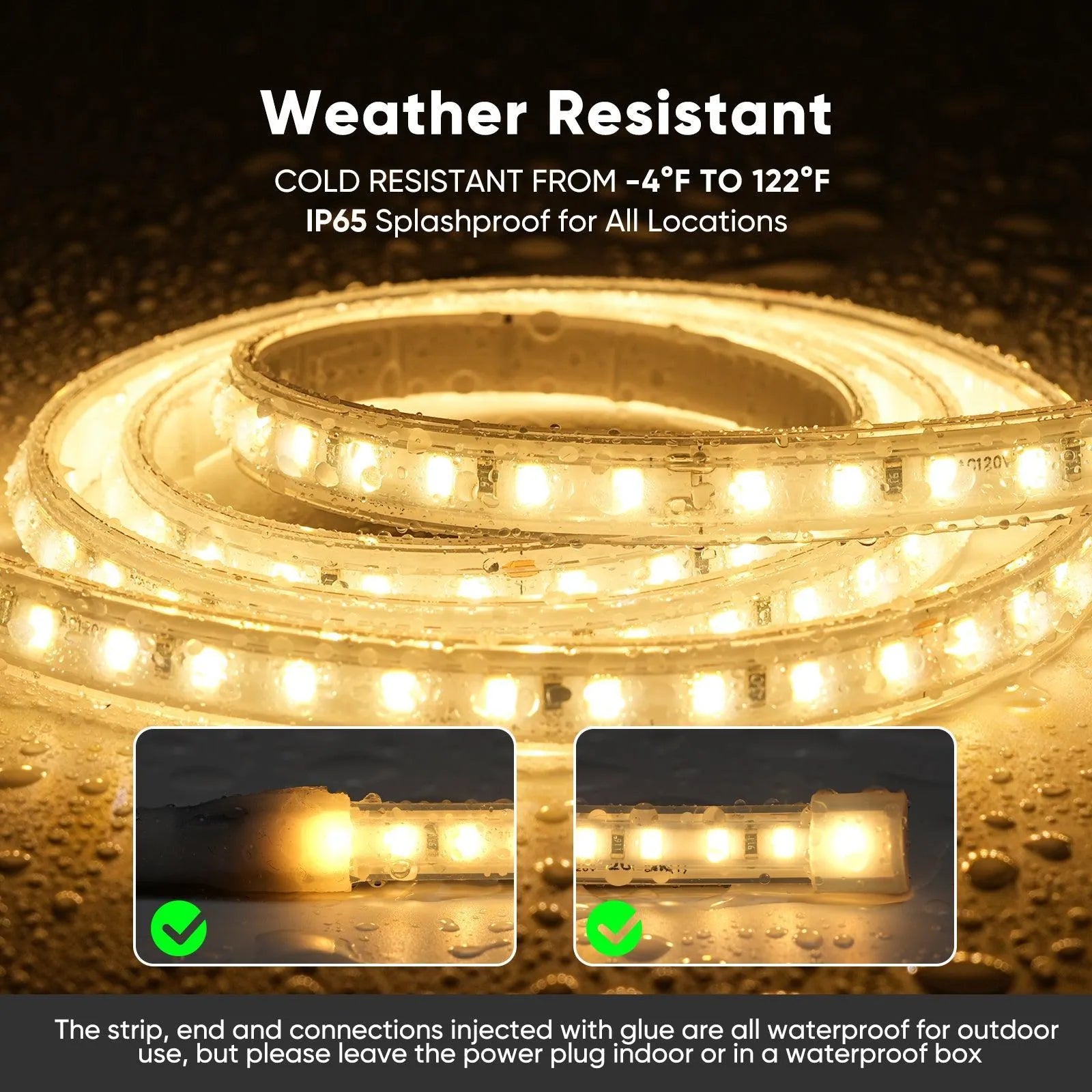 CE-Listed 230V COB Led Strip Light Adhesive Tape Light 3000K/4000K/6500K IP65 - Shine Decor