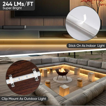 CE-Listed 230V COB Led Strip Light Adhesive Tape Light 3000K/4000K/6500K IP65 - Shine Decor