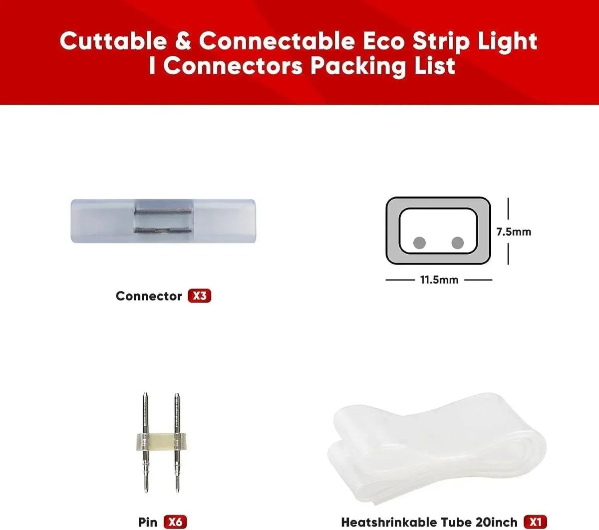 Connector Kit for 110V 11.5x7.5mm ECO LED Strip Lights - Shine Decor