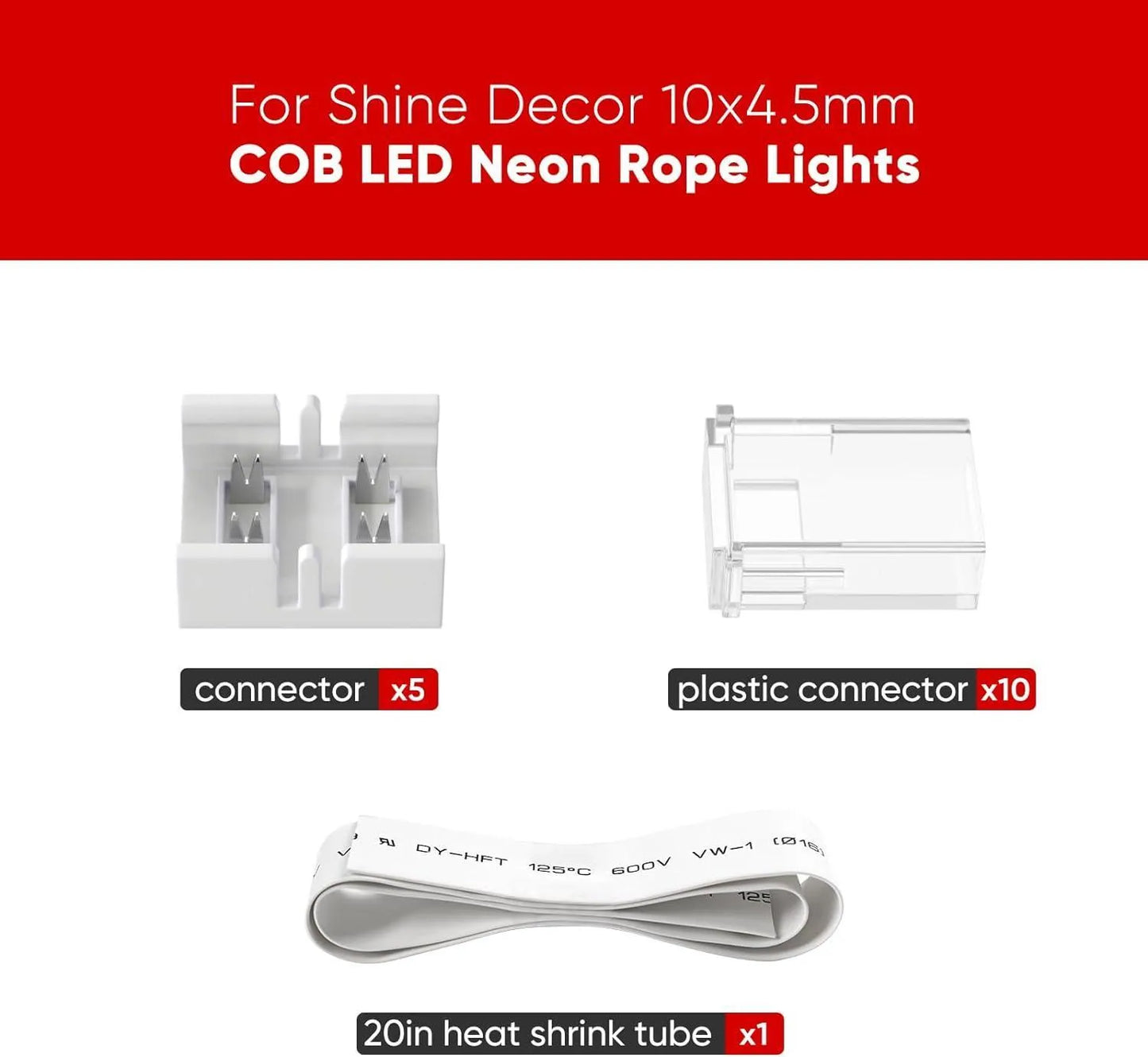 Connector Kit for 120V 10x4.5mm COB LED Neon Rope Light - Shine Decor